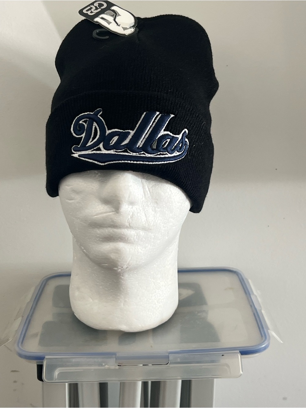Dallas Script Embroidered Black Beanie